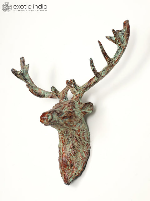 20" Brass Deer Wall Hanging Head | Home Decor