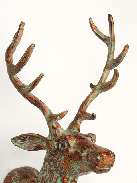 18" Decorative Deer Statue in Brass | Wall Hanging | Home Decor