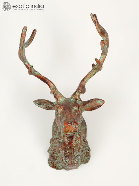 18" Decorative Deer Statue in Brass | Wall Hanging | Home Decor