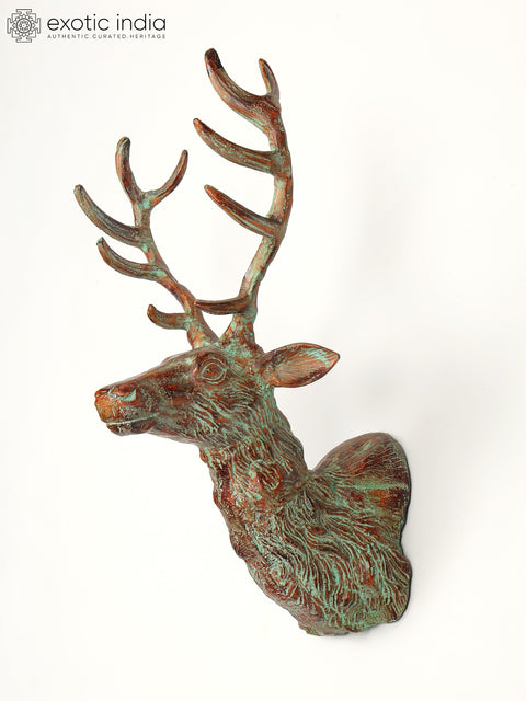 18" Decorative Deer Statue in Brass | Wall Hanging | Home Decor
