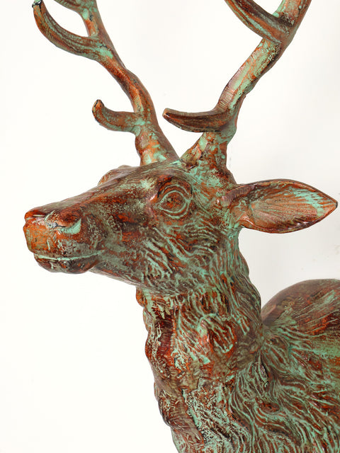 18" Decorative Deer Statue in Brass | Wall Hanging | Home Decor