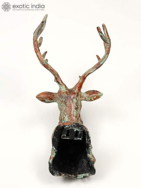 18" Decorative Deer Statue in Brass | Wall Hanging | Home Decor