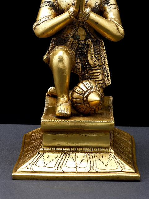 9" Sitting Lord Hanuman in Namaskar Mudra | Brass Statue