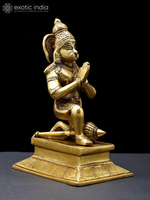 9" Sitting Lord Hanuman in Namaskar Mudra | Brass Statue