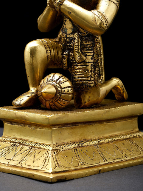9" Sitting Lord Hanuman in Namaskar Mudra | Brass Statue