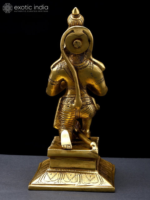 9" Sitting Lord Hanuman in Namaskar Mudra | Brass Statue