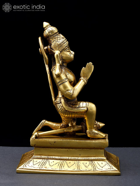 9" Sitting Lord Hanuman in Namaskar Mudra | Brass Statue