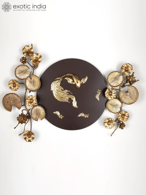 Fish and Leaves Design Brass Wall Art Home Decor Set of 3
