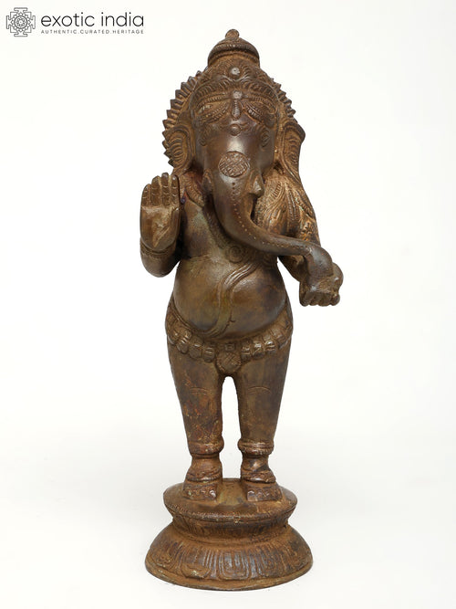 9" Brass Ganesha Blessing Statue for Home Pooja