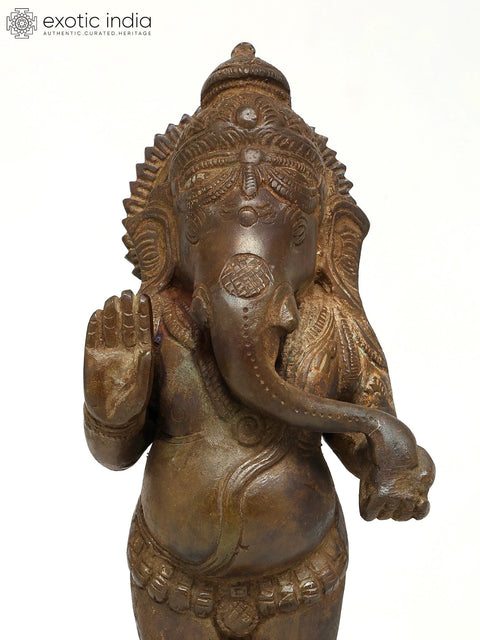 9" Blessing Lord Ganesha | Brass Statue