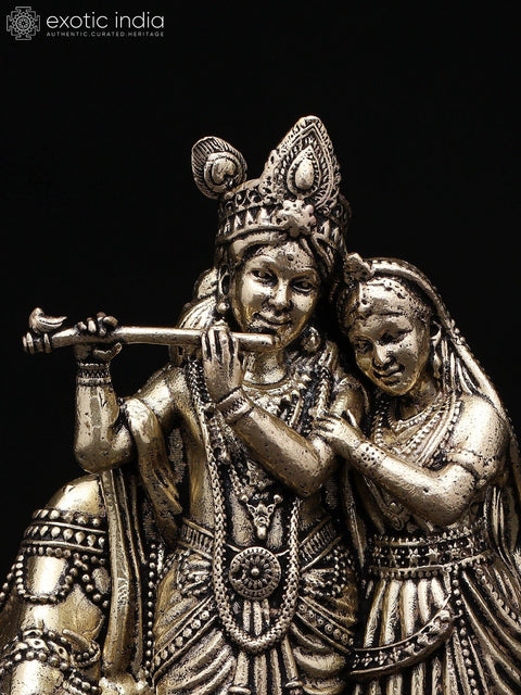 4" Small Superfine Radha Krishna with Cow | Wall Hanging | Brass Statue