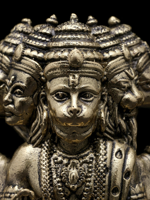 Small Superfine Sitting Panchamukhi Lord Hanuman | Brass Statue