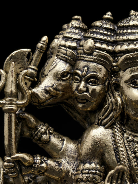 Small Superfine Sitting Panchamukhi Lord Hanuman | Brass Statue