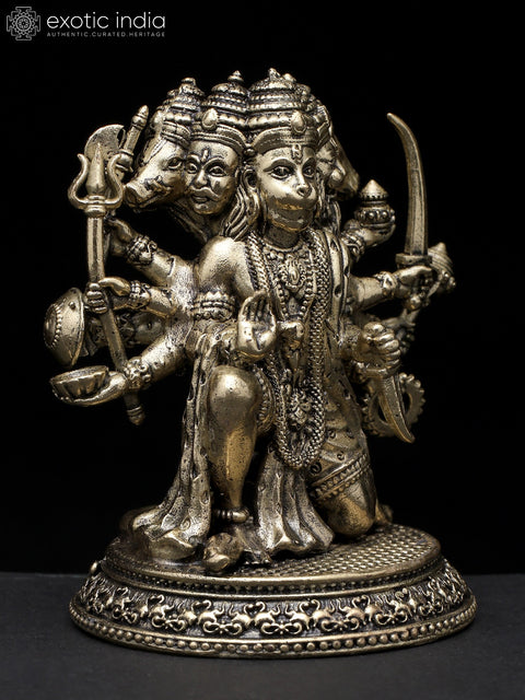 Small Superfine Sitting Panchamukhi Lord Hanuman | Brass Statue
