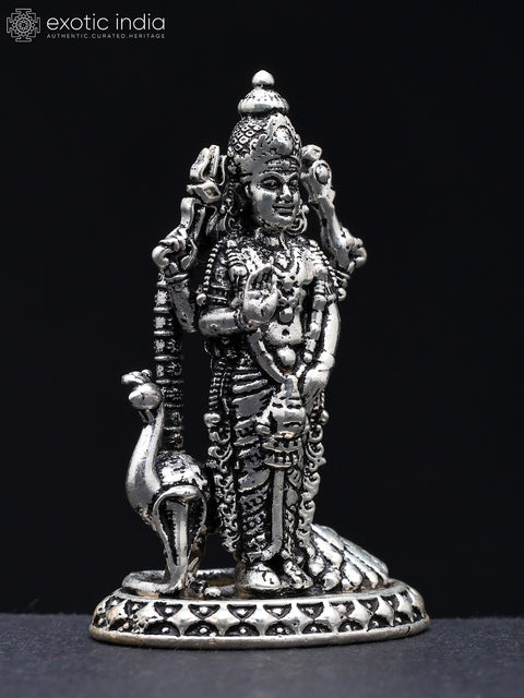 Small Standing Superfine Lord Karttikeya (Murugan) with Peacock | Brass Statue