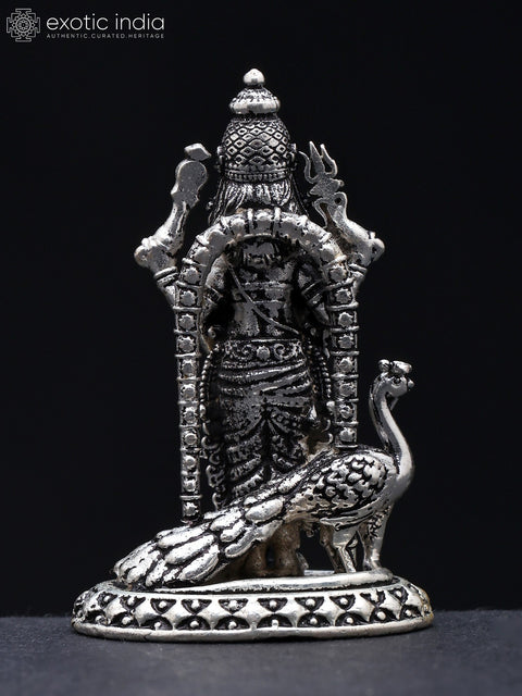 Small Standing Superfine Lord Karttikeya (Murugan) with Peacock | Brass Statue