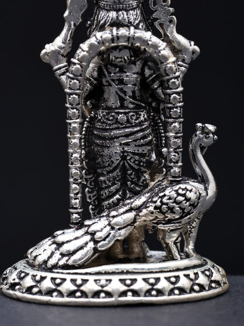 Small Standing Superfine Lord Karttikeya (Murugan) with Peacock | Brass Statue