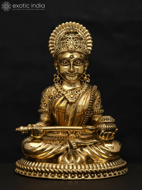 6" Small Superfine Sitting Goddess Annapurna | Brass Statue
