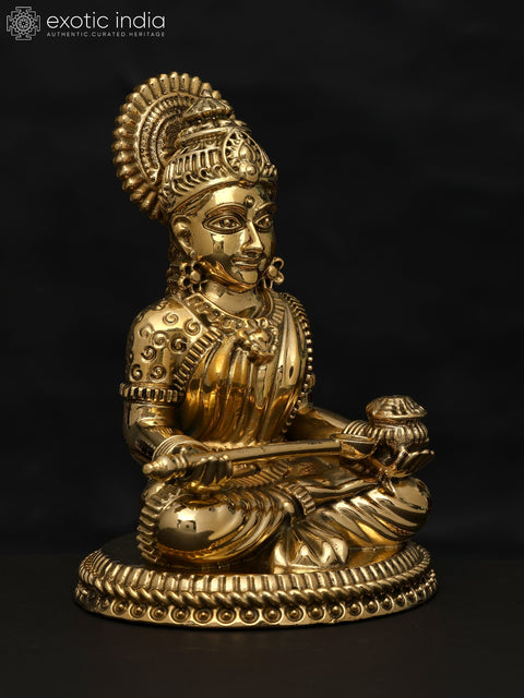 6" Small Superfine Sitting Goddess Annapurna | Brass Statue