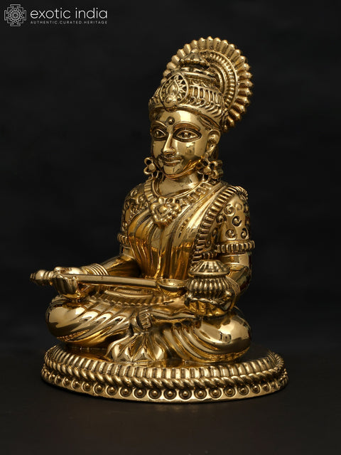 6" Small Superfine Sitting Goddess Annapurna | Brass Statue