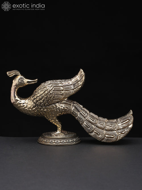 7" Brass Peacock Statue Handmade Table Decor