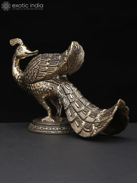 7" Superfine Peacock Statue | Brass Statue | Table Decor