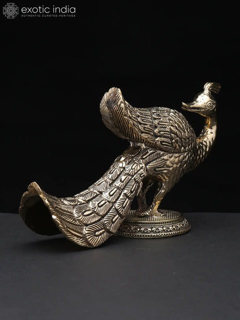 7" Superfine Peacock Statue | Brass Statue | Table Decor
