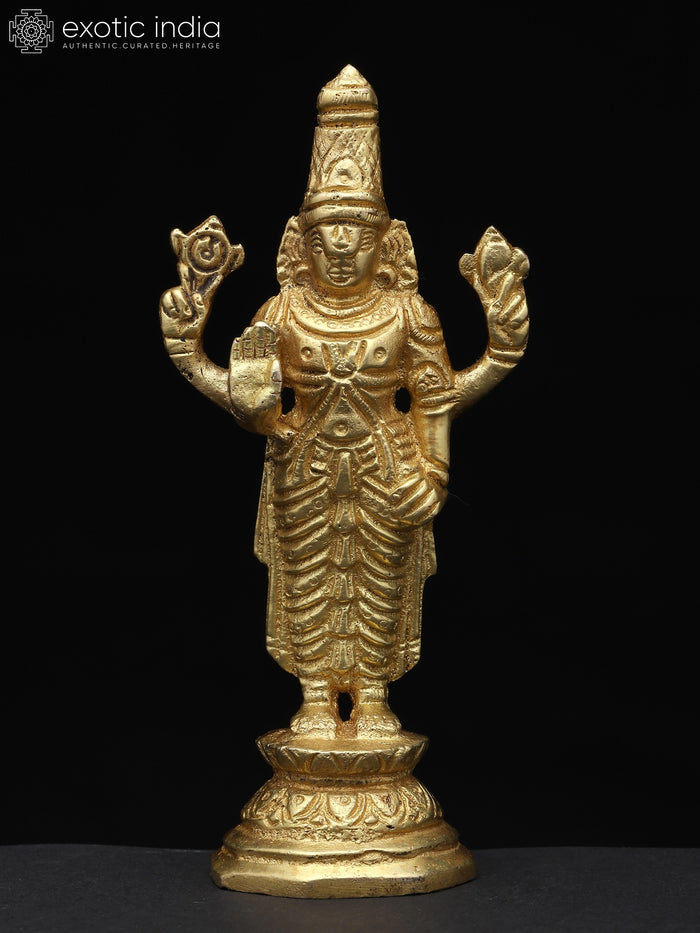 5" Tirupati Balaji Handmade Brass Statue for Pooja