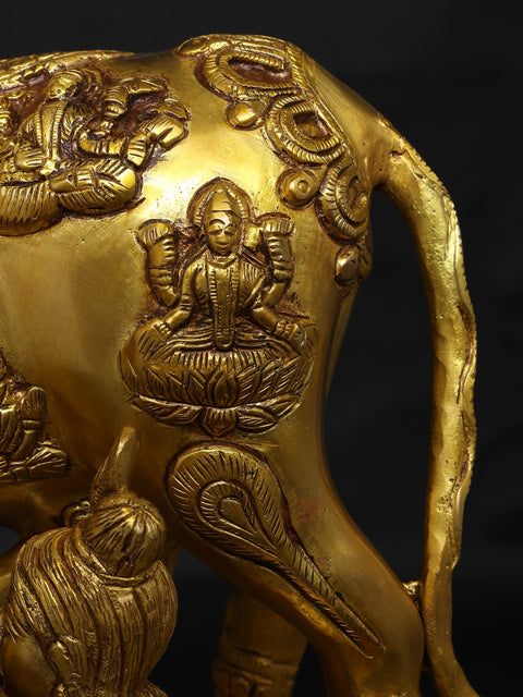 15" Brass Vastu Cow and Calf with Baby Krishna and Peacock | Brass Statue