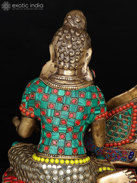9" Lord Buddha Healing The Swan | Brass Statue with Inlay Work