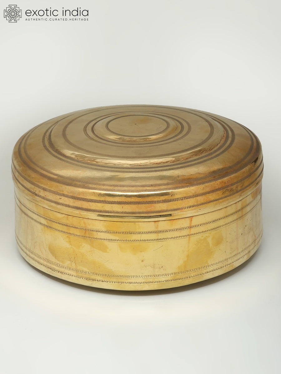 9" Brass Round Masala Box for Kitchen Storage