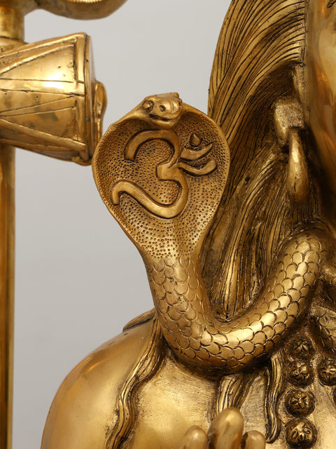 36" Large Sitting Lord Shiva in Blessing Gesture | Brass Statue