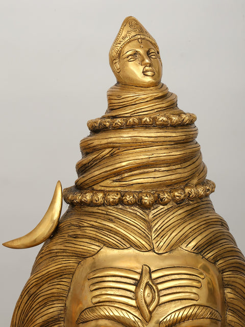 36" Large Sitting Lord Shiva in Blessing Gesture | Brass Statue