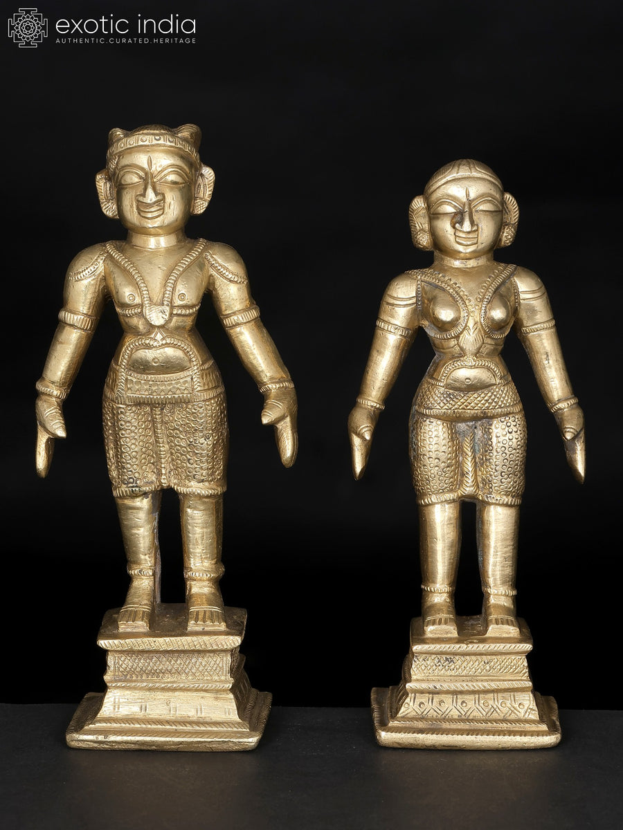 6" Brass Tribal Couple Statue for Home Decor