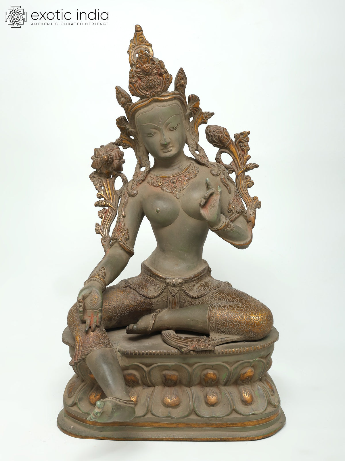 22" Goddess Green Tara | Brass Statue