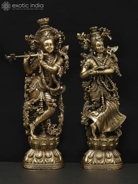 Superfine Standing Radha Krishna | Brass Statues