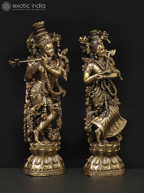 Superfine Standing Radha Krishna | Brass Statues