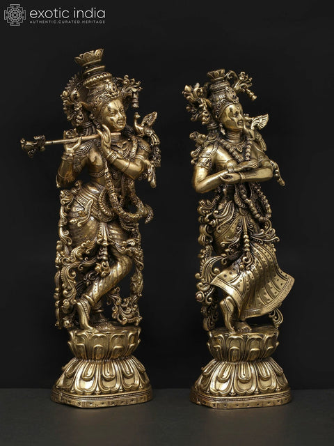 8" Superfine Standing Radha Krishna | Brass Statues