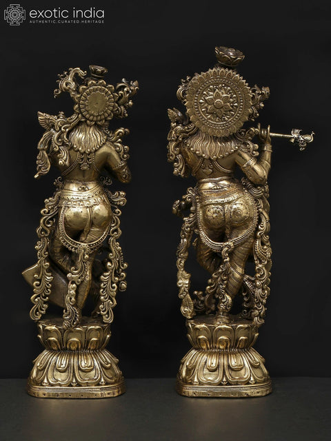 8" Superfine Standing Radha Krishna | Brass Statues