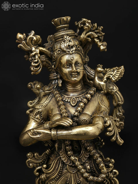8" Superfine Standing Radha Krishna | Brass Statues