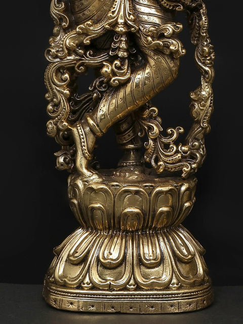 8" Superfine Standing Radha Krishna | Brass Statues