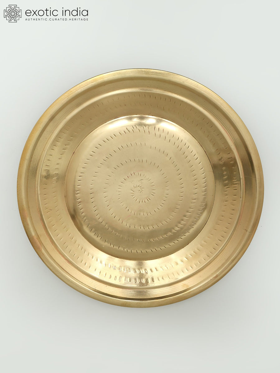 14" Brass Ritual Thali for Pooja