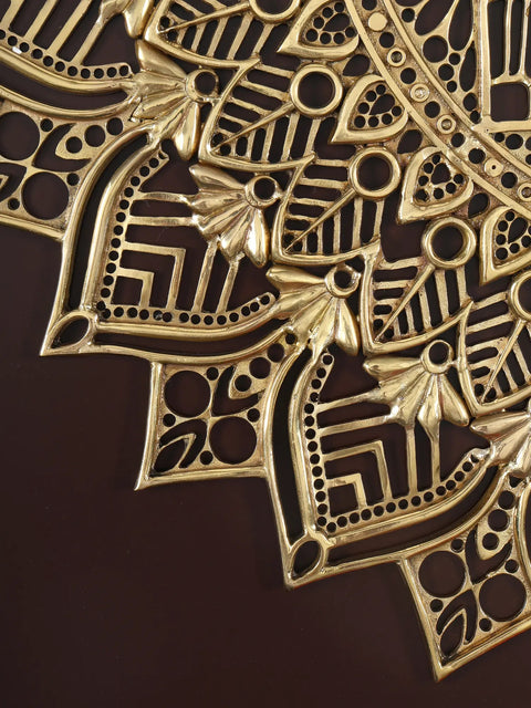 38" Large Brass Mandala on Wooden Frame | Wall Hanging