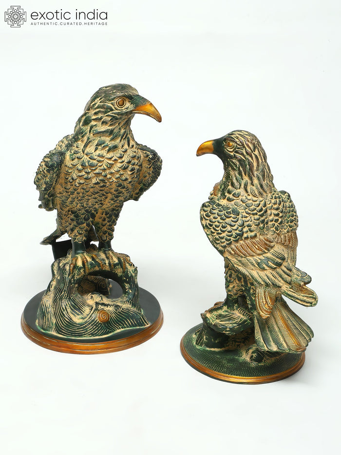 15" Brass Eagle Pair Statue for Home Decor