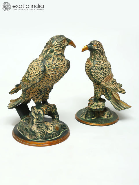 15" Brass Pair of Eagle Statues | Table Decor