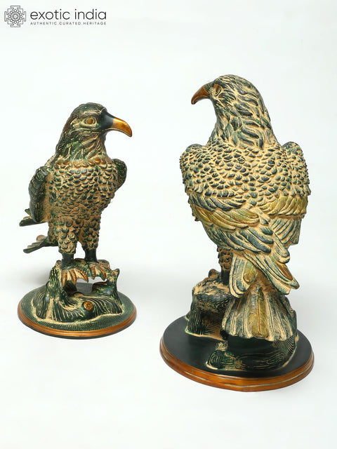 15" Brass Pair of Eagle Statues | Table Decor