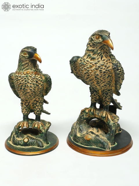 15" Brass Pair of Eagle Statues | Table Decor