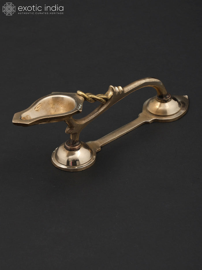 8" Brass Handheld Arti Lamp for Pooja