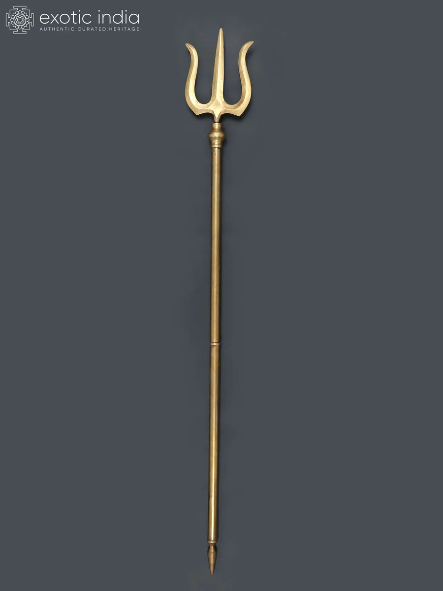 Large Brass Trishul Trident Statue for Pooja