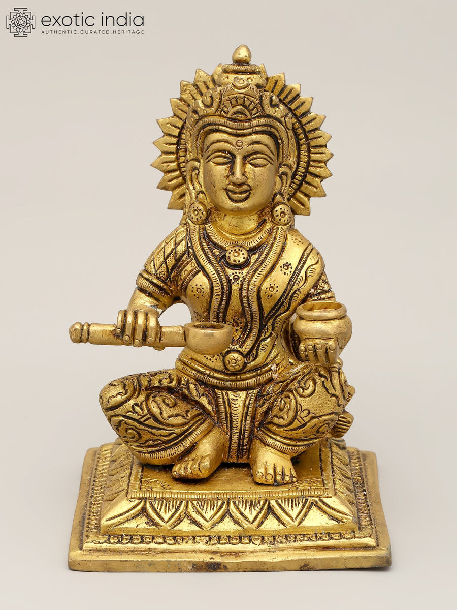 6" Goddess Annapurna Brass Statue for Pooja